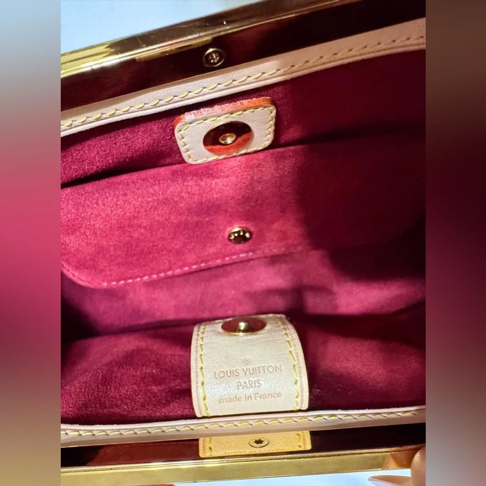 Louis Vuitton Multicolor MM White Monogram Satchel Gold Chain Medium Bag ✨ - Picture 5 of 16